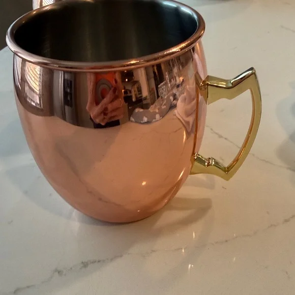 Copper Moscow Mule Mugs with Gold Handles, set of 2 - Picture 6 of 11